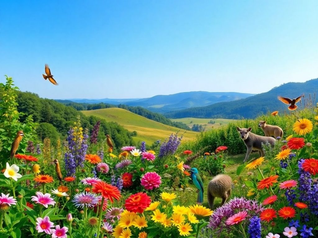 Peisaj natural vibrant cu biodiversitate în România.